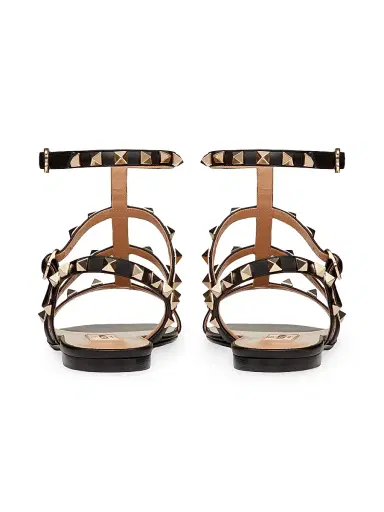 Valentino Garavani Women's Rockstud Flat Calfskin Sandals with Straps | Thumbnail 3 Valentino Garavani Women's Rockstud Flat Calfskin Sandals with Straps | Thumbnail 3