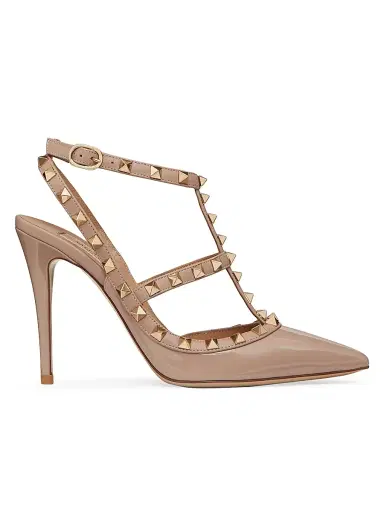 Valentino Garavani Women's Patent Rockstud Caged Pumps 100 MM - Poudre - Size 11.5 | Thumbnail 1 Valentino Garavani Women's Patent Rockstud Caged Pumps 100 MM - Poudre - Size 11.5 | Thumbnail 1