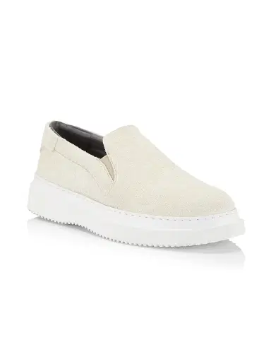 Pollini Men's Summer Vibes Suede Platform Loafers - Off White - Size 13 | Thumbnail 2 Pollini Men's Summer Vibes Suede Platform Loafers - Off White - Size 13 | Thumbnail 2