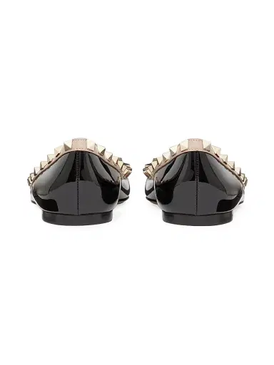 Valentino Garavani Women's Patent Rockstud Ballet Flats - Black Poudre | Thumbnail 3