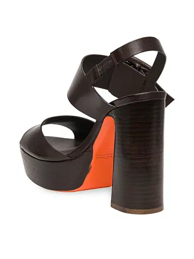 Santoni Women's Bruxel 105MM Leather Platform Sandals - Dark Brown - Size 10 | Thumbnail 3