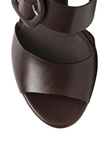 Santoni Women's Bruxel 105MM Leather Platform Sandals - Dark Brown - Size 10 | Thumbnail 4