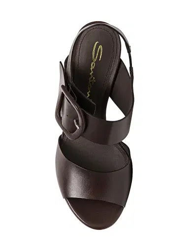 Santoni Women's Bruxel 105MM Leather Platform Sandals - Dark Brown - Size 10 | Thumbnail 5