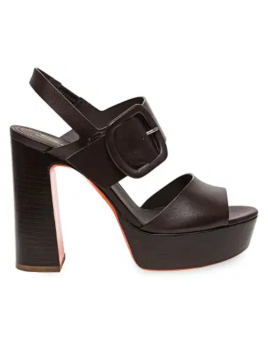 Santoni Women's Bruxel 105MM Leather Platform Sandals - Dark Brown - Size 10 | Thumbnail 1