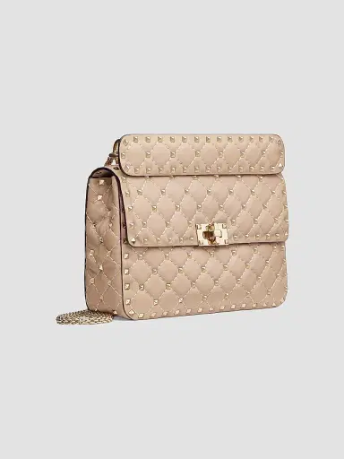 Valentino Garavani Women's Medium Nappa Rockstud Spike Shoulder Bag - Beige | Thumbnail 2