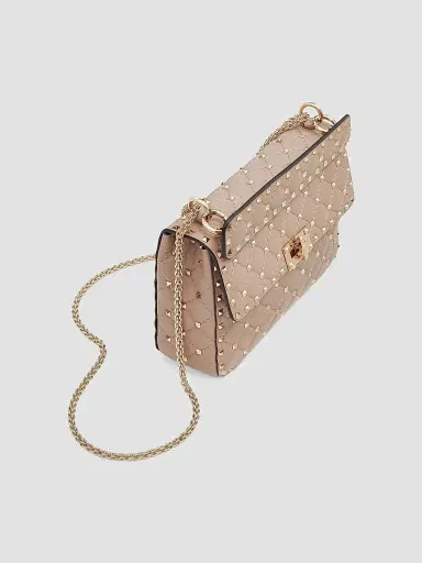 Valentino Garavani Women's Medium Nappa Rockstud Spike Shoulder Bag - Beige | Thumbnail 5