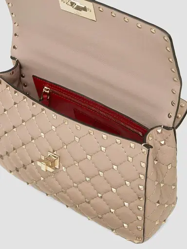Valentino Garavani Women's Medium Nappa Rockstud Spike Shoulder Bag - Beige | Thumbnail 6