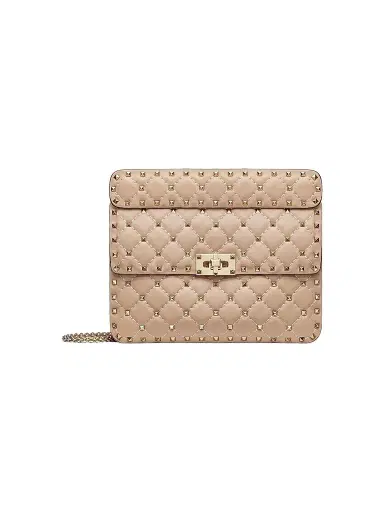 Valentino Garavani Women's Medium Nappa Rockstud Spike Shoulder Bag - Beige | Thumbnail 1