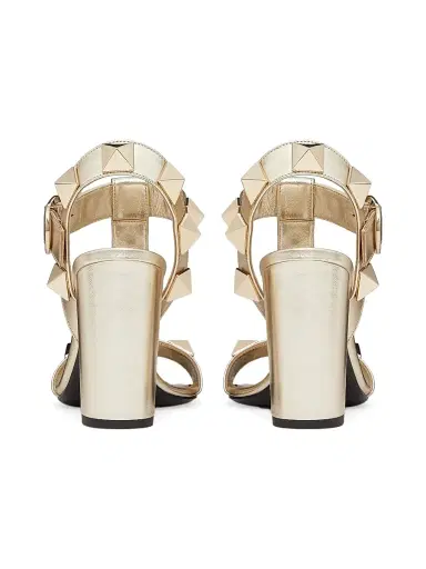 Valentino Garavani Women's Roman Stud Metallic Sandals 90MM - Platinum | Thumbnail 3