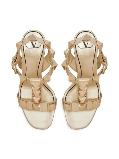Valentino Garavani Women's Roman Stud Metallic Sandals 90MM - Platinum | Thumbnail 4