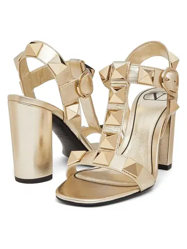 Valentino Garavani Women's Roman Stud Metallic Sandals 90MM - Platinum | Thumbnail 5