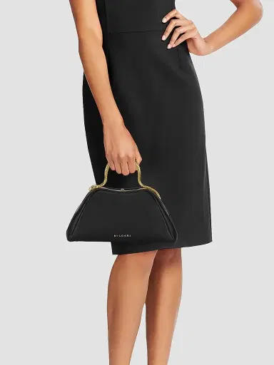 BVLGARI Women's Serpentine Leather Top Handle Bag - Black | Thumbnail 3