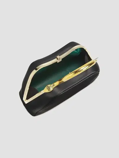 BVLGARI Women's Serpentine Leather Top Handle Bag - Black | Thumbnail 4