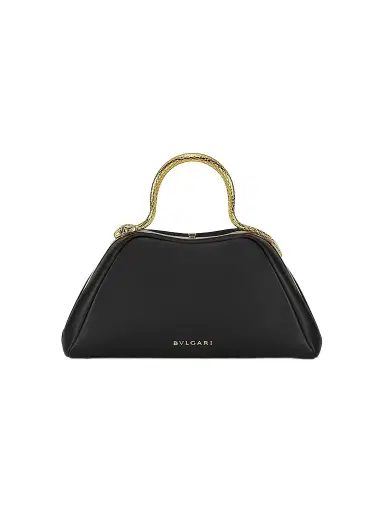 BVLGARI Women's Serpentine Leather Top Handle Bag - Black | Thumbnail 1