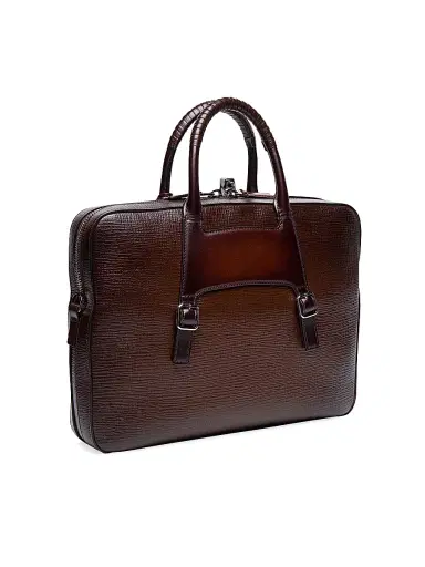 Santoni Men's Leather Buckle Briefcase | Thumbnail 3 Santoni Men's Leather Buckle Briefcase | Thumbnail 3