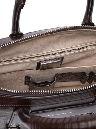 Santoni Men's Leather Buckle Briefcase | Thumbnail 5 Santoni Men's Leather Buckle Briefcase | Thumbnail 5