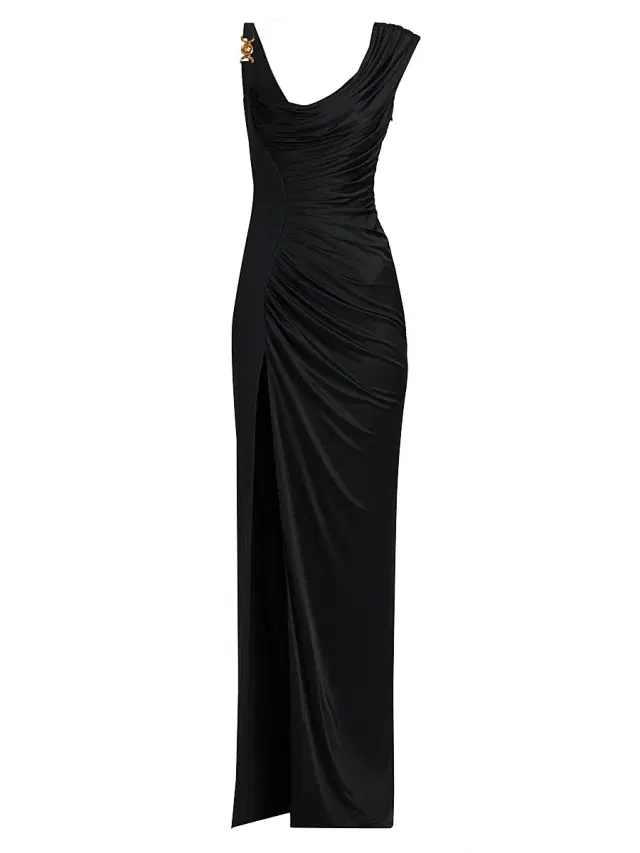 Versace Women's Draped Cowlneck Column Gown - Black
