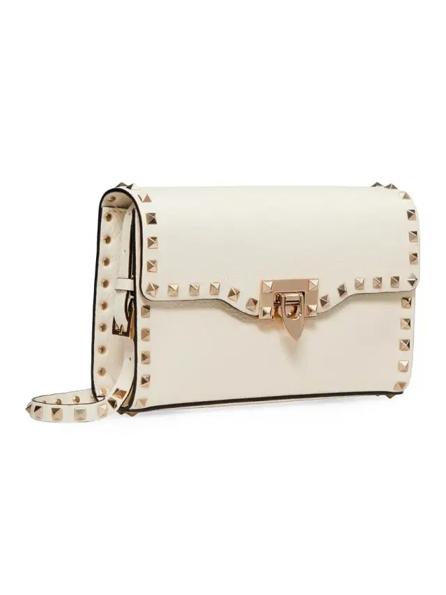 Women's  Rockstud Grainy Calfskin Crossbody Bag - Light