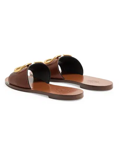 Valentino Garavani Women's Vlogo Signature Slide Sandal In Grainy Cowhide With Accessory - Tan - Size 11.5 | Thumbnail 4 Valentino Garavani Women's Vlogo Signature Slide Sandal In Grainy Cowhide With Accessory - Tan - Size 11.5 | Thumbnail 4