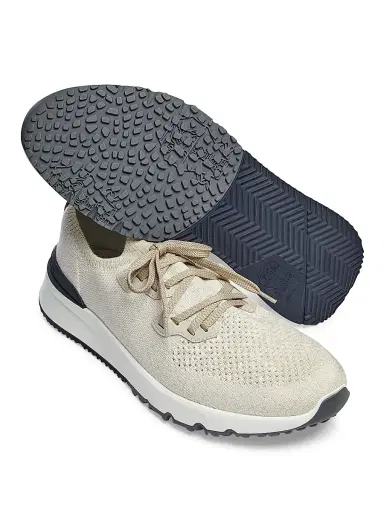 Brunello Cucinelli Men's Stretch-Knit Low-Top Sneakers - Beige - Size 8 | Thumbnail 5 Brunello Cucinelli Men's Stretch-Knit Low-Top Sneakers - Beige - Size 8 | Thumbnail 5