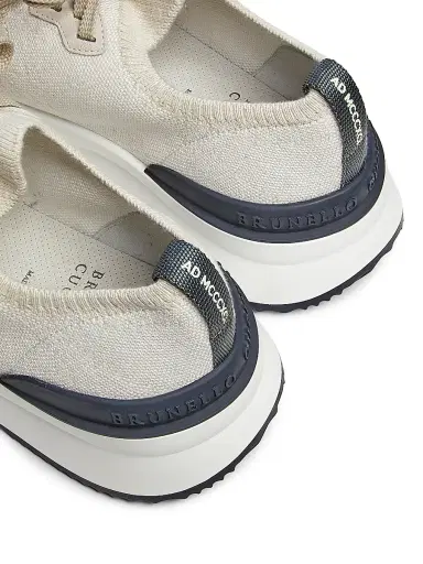 Brunello Cucinelli Men's Stretch-Knit Low-Top Sneakers - Beige - Size 8 | Thumbnail 6 Brunello Cucinelli Men's Stretch-Knit Low-Top Sneakers - Beige - Size 8 | Thumbnail 6