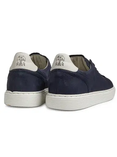 Brunello Cucinelli Men's Suede-Trim Low-Top Leather Sneakers | Thumbnail 3