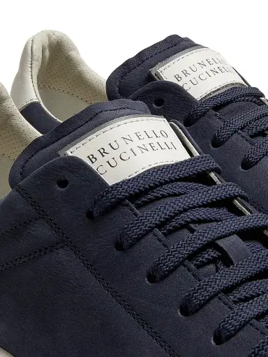 Brunello Cucinelli Men's Suede-Trim Low-Top Leather Sneakers | Thumbnail 5