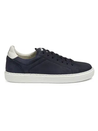 Brunello Cucinelli Men's Suede-Trim Low-Top Leather Sneakers | Thumbnail 1