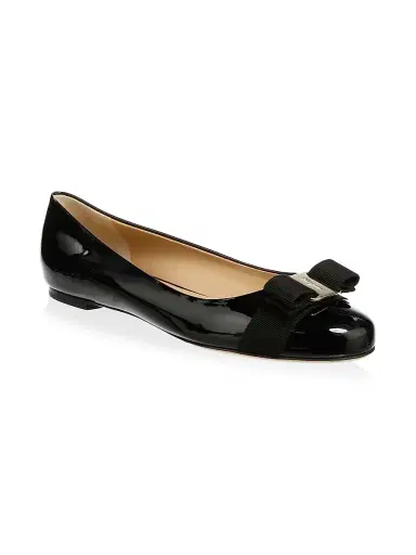 Ferragamo Women's Varina Patent Leather Ballet Flats - Black - Size 5 | Thumbnail 2