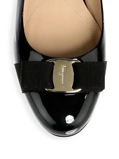 Ferragamo Women's Varina Patent Leather Ballet Flats - Black - Size 5 | Thumbnail 4