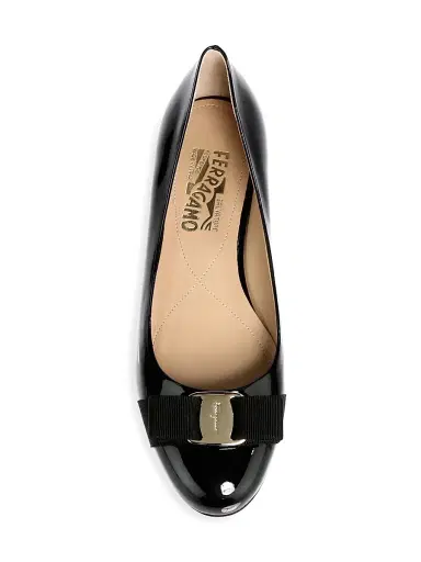 Ferragamo Women's Varina Patent Leather Ballet Flats - Black - Size 5 | Thumbnail 5