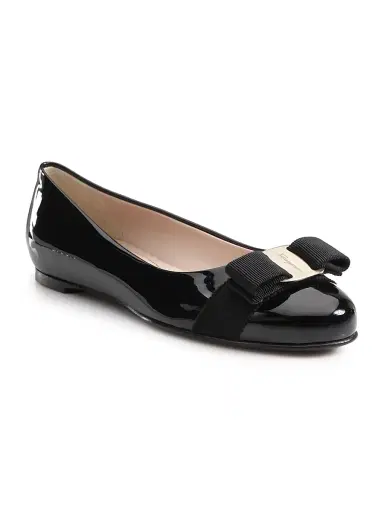 Ferragamo Women's Varina Patent Leather Ballet Flats - Black - Size 5 | Thumbnail 1