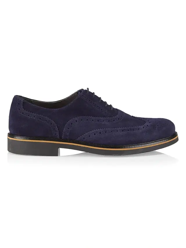 Men's Coringto Suede Wingtip Lace-Up Derbys - Blue