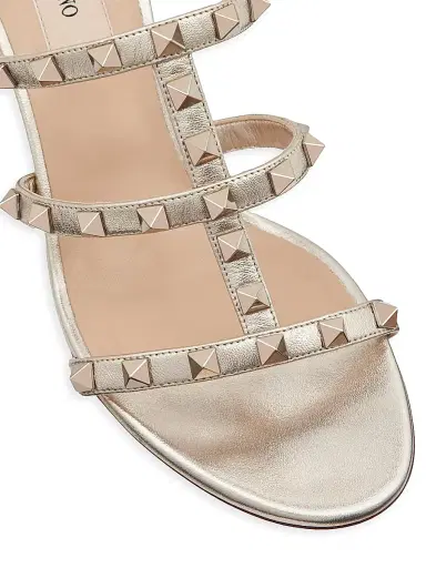 Valentino Garavani Women's Rockstud Calfskin Leather Slide Sandals 60MM - Silver - Size 4.5 | Thumbnail 5 Valentino Garavani Women's Rockstud Calfskin Leather Slide Sandals 60MM - Silver - Size 4.5 | Thumbnail 5