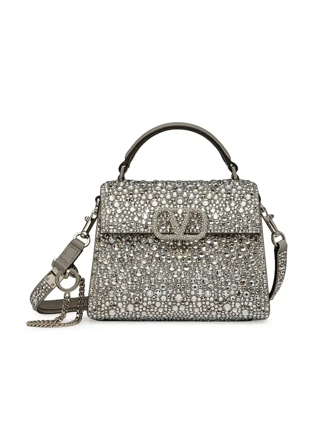 Valentino Garavani Women's Mini VSling Top Handle Bag with Sparkling Embroidery - Crystal