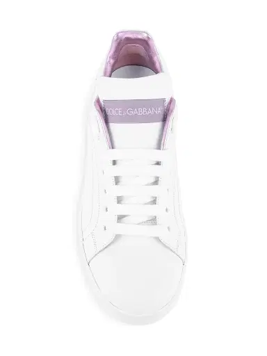 Dolce & Gabbana Women's Portofino Leather Sneakers - Bianco Rosa - Size 11 | Thumbnail 5