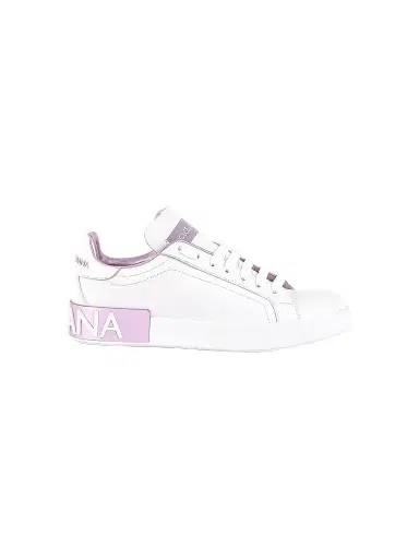 Dolce & Gabbana Women's Portofino Leather Sneakers - Bianco Rosa - Size 11 | Thumbnail 1