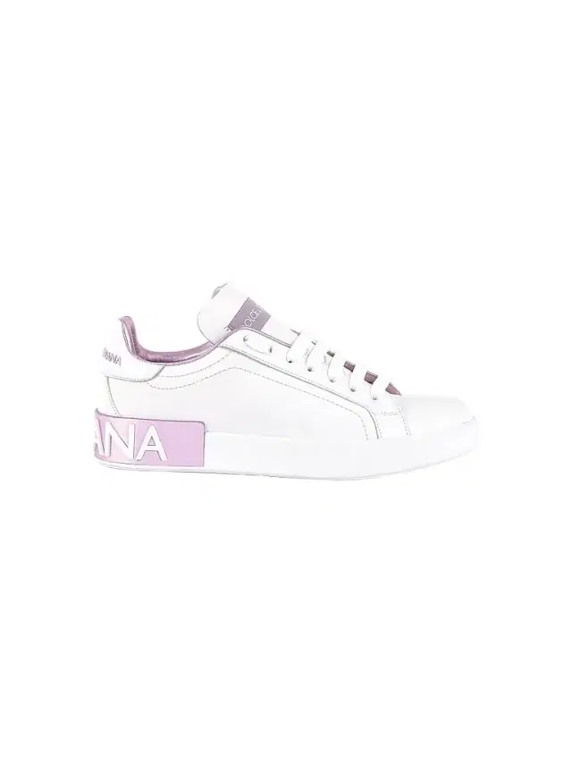Dolce & Gabbana Women's Portofino Leather Sneakers - Bianco Rosa