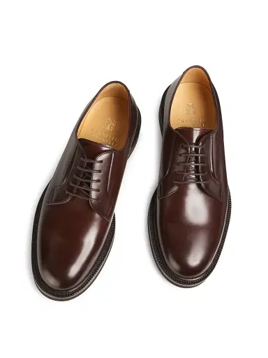 Brunello Cucinelli Men's Leather Derbys - Brown - Size 7.5 | Thumbnail 4 Brunello Cucinelli Men's Leather Derbys - Brown - Size 7.5 | Thumbnail 4