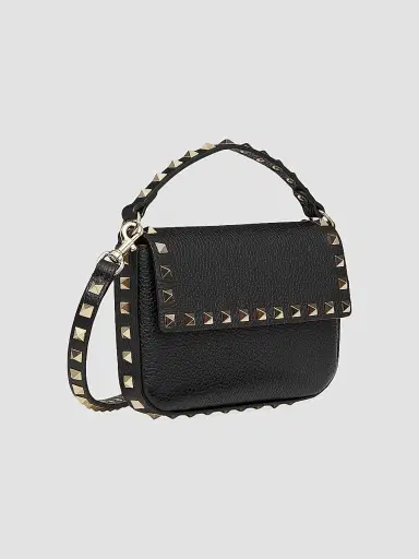 Valentino Garavani Women's Rockstud Grainy Calfskin Pouch - Black | Thumbnail 3