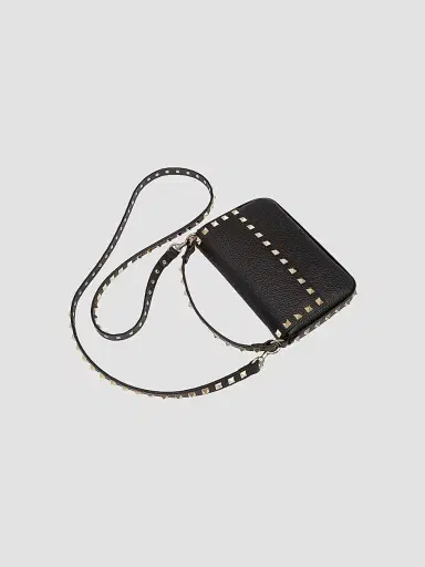 Valentino Garavani Women's Rockstud Grainy Calfskin Pouch - Black | Thumbnail 6