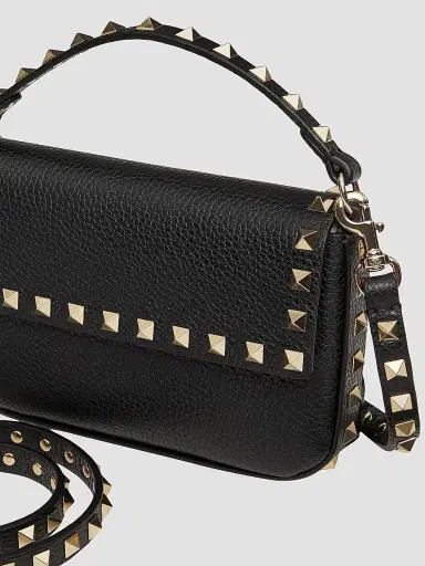 Valentino Garavani Women's Rockstud Grainy Calfskin Pouch - Black | Thumbnail 8