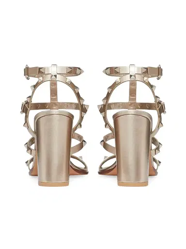 Valentino Garavani Women's Rockstud Metallic 90MM Calfskin Leather Ankle Strap Sandals - Skin | Thumbnail 3 Valentino Garavani Women's Rockstud Metallic 90MM Calfskin Leather Ankle Strap Sandals - Skin | Thumbnail 3