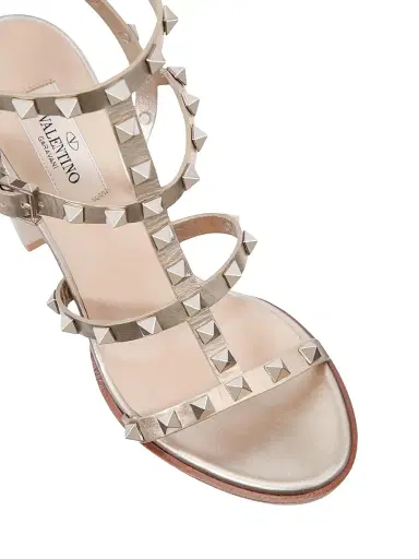 Valentino Garavani Women's Rockstud Metallic 90MM Calfskin Leather Ankle Strap Sandals - Skin | Thumbnail 5 Valentino Garavani Women's Rockstud Metallic 90MM Calfskin Leather Ankle Strap Sandals - Skin | Thumbnail 5