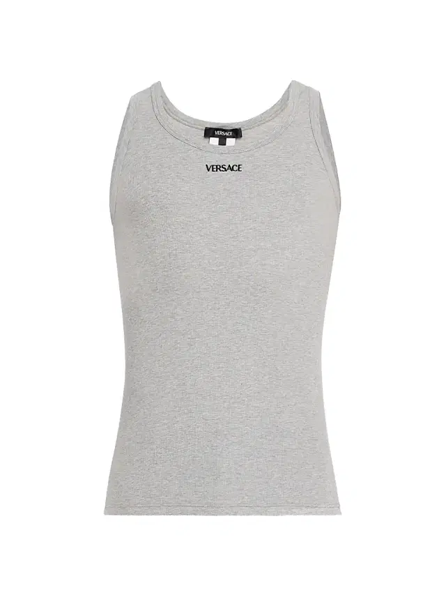 Versace Men's Logo Cotton-Blend Tank - Grey