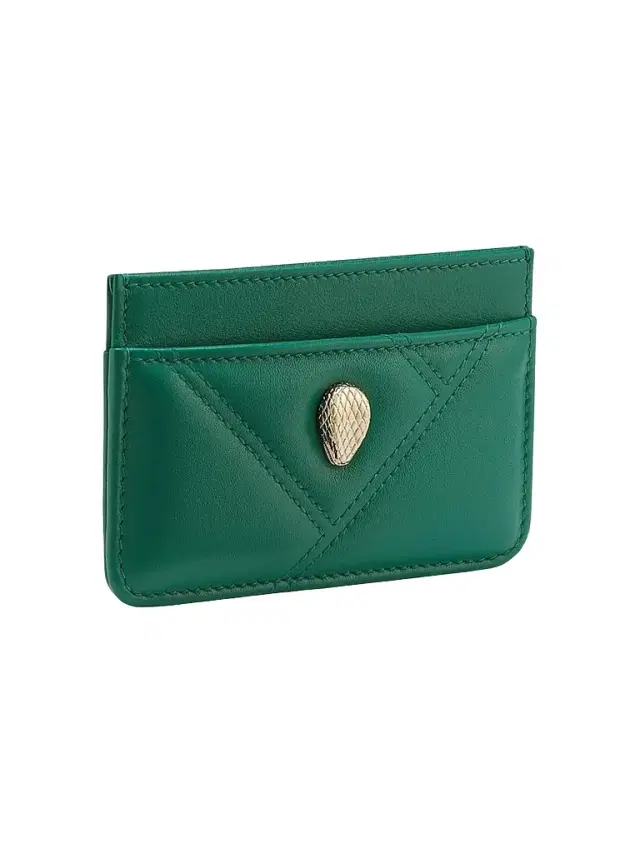 BVLGARI Women's Cabochon Leather Card Case - Jade Green