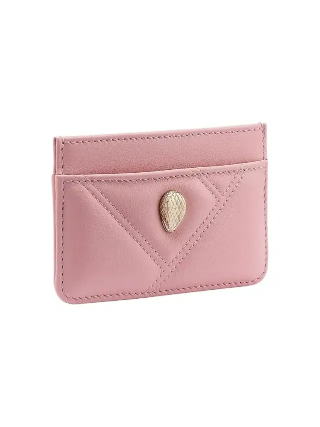 BVLGARI Women's Cabochon Leather Card Case - Prime Rose Quartz