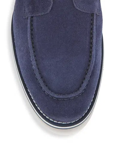 Pollini Men's Green Field Suede Slip-On Loafers - Blue - Size 9 | Thumbnail 4 Pollini Men's Green Field Suede Slip-On Loafers - Blue - Size 9 | Thumbnail 4