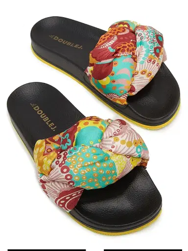 La DoubleJ Women's Treccia Slides - Holi Yellow  Sandals | Thumbnail 2