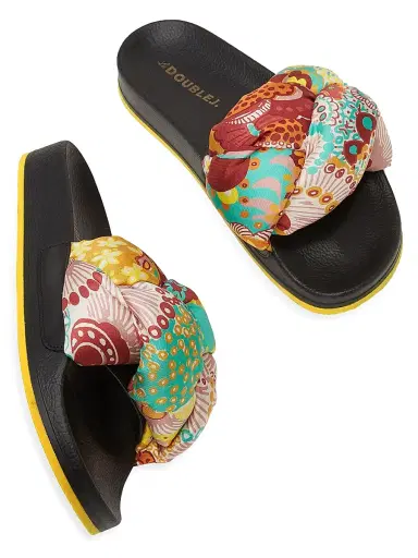 La DoubleJ Women's Treccia Slides - Holi Yellow  Sandals | Thumbnail 3